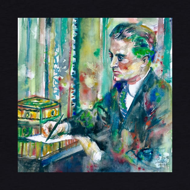 F. SCOTT FITZGERALD in his studio - watercolor portrait by lautir